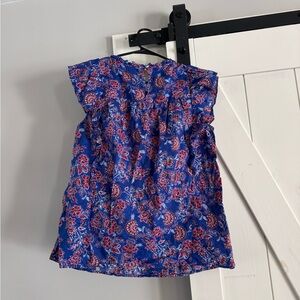LOFT Vibrant Floral Ruffle Blouse